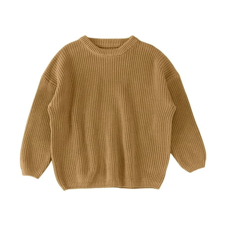 

Sweaters for Kids Boys Toddler Baby Girl Boy Knit Sweater Round Neck Long Sleeve Pullover Sweatshirt Fall Winter Clothes Sweatshirts Yellow 9-12 Months