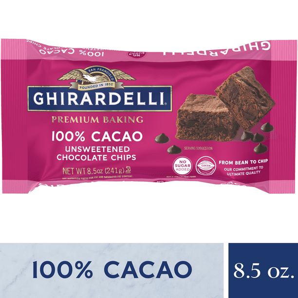 Ghirardelli 100 Cacao Unsweetened Chocolate Premium Baking Chips 8.5