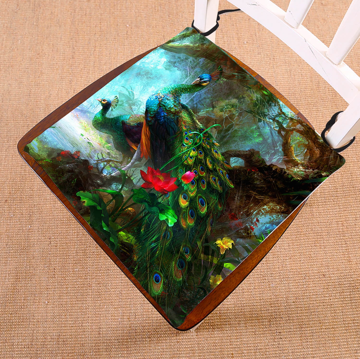 GCKG Charming Peacocks in the Jungle Chair Pad Seat Cushion Chair