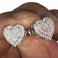 thumbnail image 7 of Real Solid Sterling Silver Hearts Iced Women's Earrings Heart Shaped CZ Screw Back 925 Stamp Micro Pave, 7 of 7
