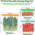 thumbnail image 2 of Sacs de Rangement Alimentaires Réutilisables - Lot de 10 Sacs Plats pour Congélateur Sans BPA (2 Sacs Gallon Réutilisables + 4 Sacs à Sandwich Réutilisables Étanches + 4 Sacs à Collation pour Enfants de Qualité Alimentaire) Sac à Lunch Refermable pour Viande Fruits Légumes, 2 of 7