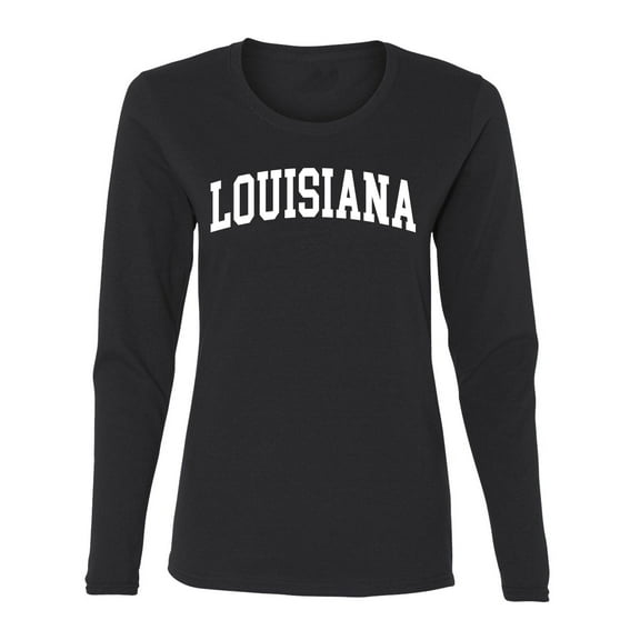 Wild Bobby State of Louisiana College Style Women Graphic Long Sleeve Tee