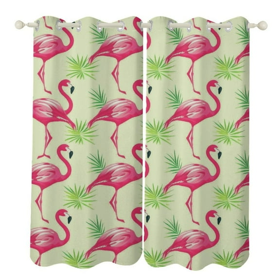 Flamingo Pattern Window Curtains for Bedroom Colorful Printed Window Drapes Blackout Thermal Insulated Grommet Window Treatment 2 Panels Set