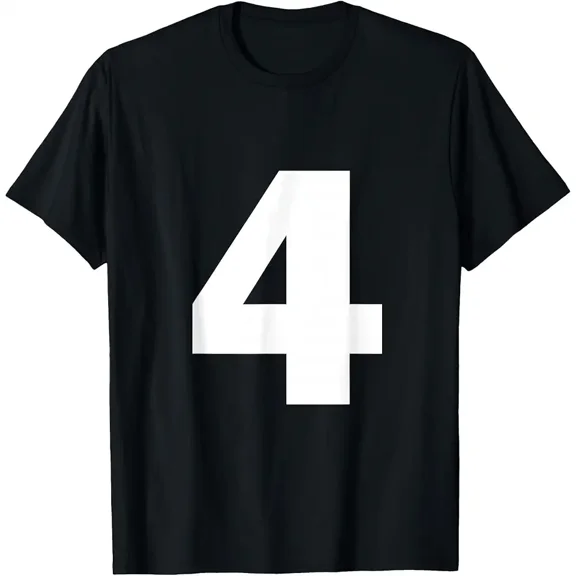 Number 4 Big Bold White Four Numeral Group T-Shirt