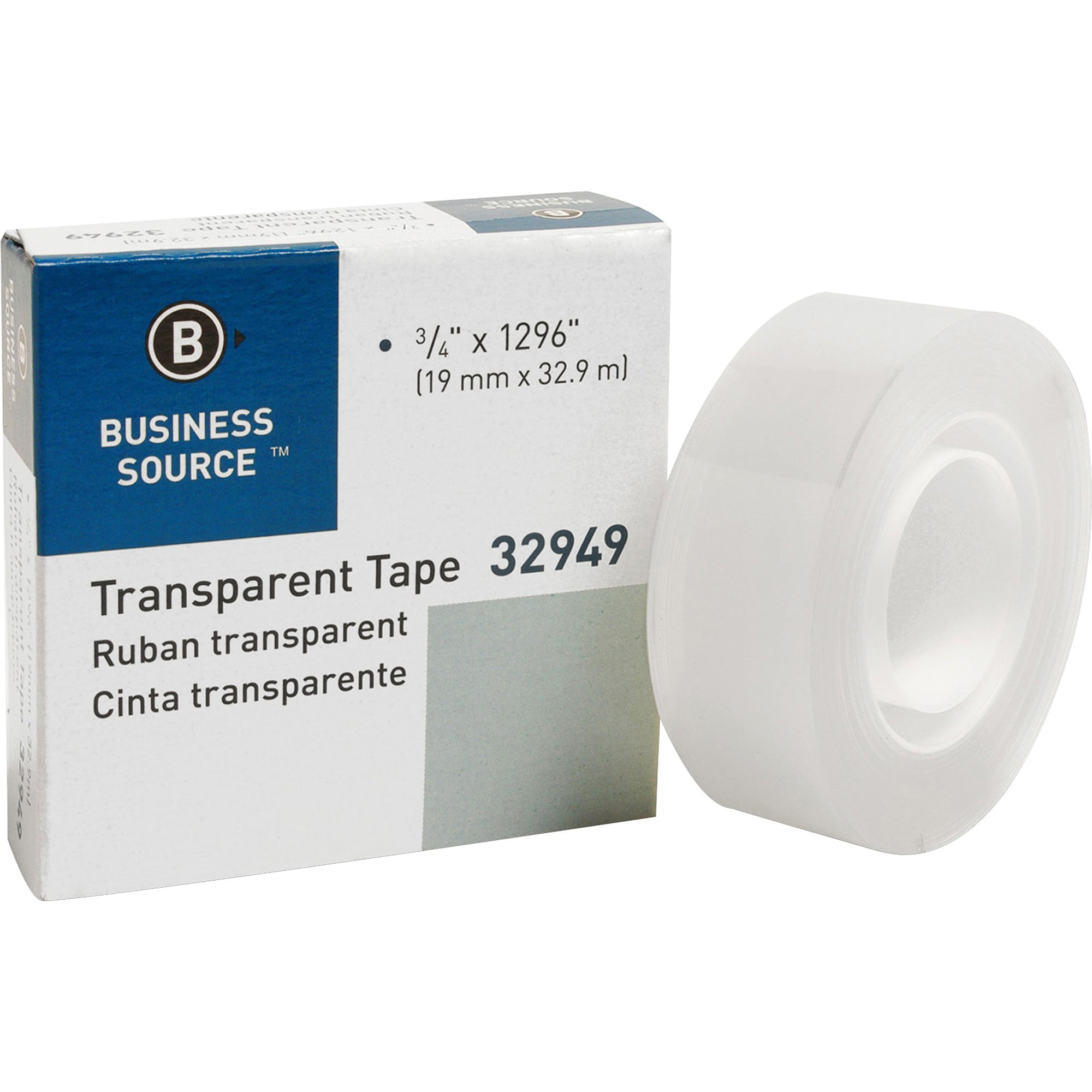 Clear BSN43575 3/4"x1000" Business Source Transparent Tape 24/PK 1" Core 