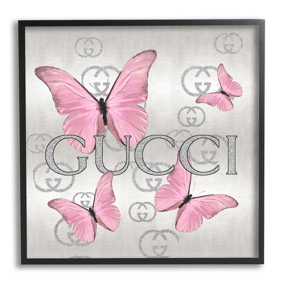 Stupell Industries Pink Fashion Butterflies Animals & Insects Painting Black Framed Art Print Wall Art, 12 x 12