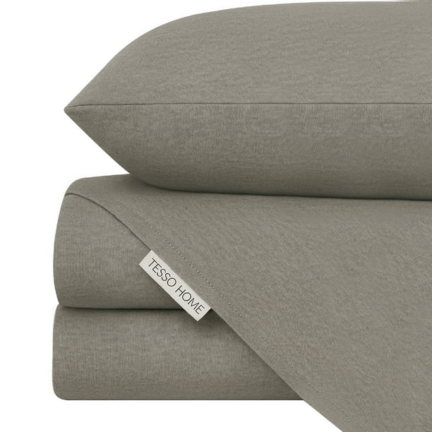TESSO HOME Juego de Sábanas de Camiseta Frescas Tipo Algodón Suave Hipoalergénicas (Incluye Sábana Plana, Sábana de Cajón y Fundas de Almohada)