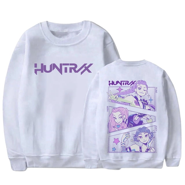 Pop cazadora para niña Demon Hunters Round-Neck Sweatshirt,Soft Streetwear Pullover,Cute Long Sleeve Sweatshirt for Fall Winter (White)
