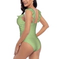 thumbnail image 5 of Yiaed Green Gingham Print Women's Ruffled One Piece Swimsuit V Neck Swimwear Slimming Monokini for Woman-Small, 5 of 8
