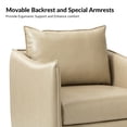 thumbnail image 6 of Vegan Leather Upholstered Accent Chair Lounge Armchair Sofa Moveable Cushion Metal Legs Reception Bedroom Beige, 6 of 7