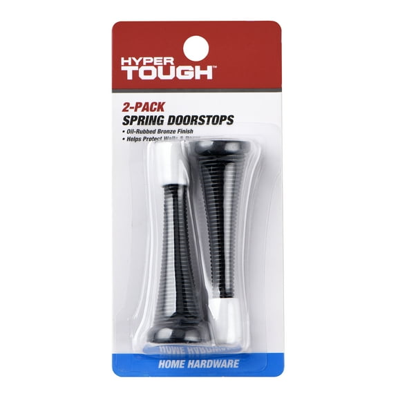 Hyper Tough New Steel Spring Doorstop, Oil Rubbed Bronze, 2 Pack, 0.795 X 2.9 X 0.795 inch
