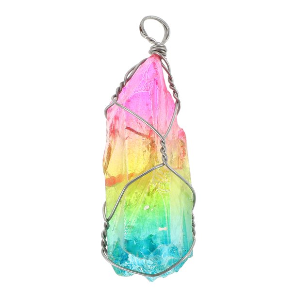Collar con colgante de cristal de cuarzo transparente envuelto en alambre con el Árbol de la Vida para hombres y mujeres, de piedra natural (el producto real puede variar respecto a las imágenes)