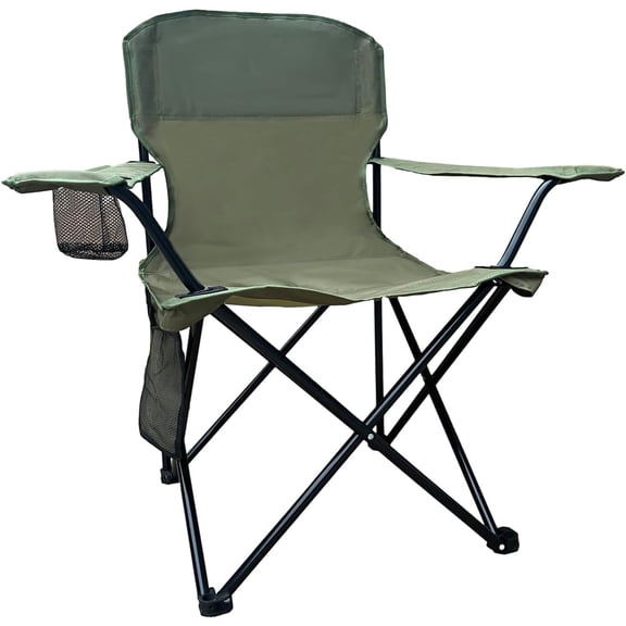 Folding Camping Chairs Portable Outdoor Chair for Camping, Fishing, Beach, Picnic, Lightweight High Back Foldable Chair with Cup Holder & Storage Bag, Supports 300lbs, Green