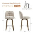 thumbnail image 5 of Foreate Swivel Bar Stools Set of 2, 26" Upholstered Linen Fabric with Button-tufted Mid-Back & Wood Legs, Modern Chair Kitchen Pub Island Counter Stool, 5 of 11
