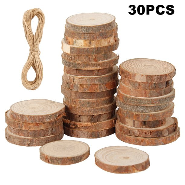 Round Circles Of Wooden Slices With Tree Bark Log Disks For Crafts DIY Decor 