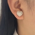 thumbnail image 7 of Stud Earring Gold Color Iced Out Cubic Zirconia Love Hearts Charm Women, 7 of 7