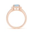 thumbnail image 2 of ANGARA Natural Emerald-Cut 2 ct Aquamarine Engagement Ring with Diamond Halo in 14K Rose Gold for Women (Size-9x7mm) | March Birthstone, Anniversary, Jewelry Gift for Women | Natural Aquamarine Ring, 2 of 9