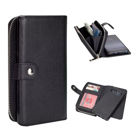 Star Shaped Note Holder - Galaxy Note 8 Zipper Wallet Case, Mignova Multi-purpose PU Leather Case Purse with Card Slots Holder Magnetic Detachable Flip Folio Cover Holster Carrying Case for Samsung Galaxy Note 8 2017-Black