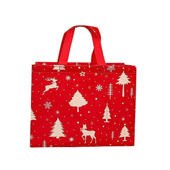 Christmas Gift Bags, Large Reusable Non-Woven Holiday Christmas Tote Bags with Handles Bulk Xmas Gift Wrap & Party Favor Supplies (Red)