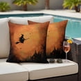 thumbnail image 4 of Halloween Orange Outdoor Waterproof Pillow Covers, Witch Castle Moon Tree Bat Horror Decorative Square Throw Pillowcase Sofa Cushion Sham for Patio/Couch/Chair, 16"x16" 2 Pack, 4 of 8