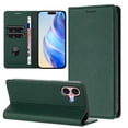thumbnail image 3 of Magnetic Flip Wallet Case for iphone 16,Compatible Card Holder with RFID Protection Built-in Stand TPU + PU Leather Phone Cover, Peacock green, 3 of 7