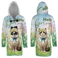 thumbnail image 3 of Siamese Hello Spring Time Flower Floral Nature All Over Print 3D Hooded Duffle Toggle Coat Cat Lover Kitten Owner Gifts - 02031, 3 of 6