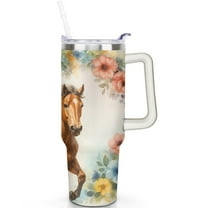 1pc Horse lovers 40oz Tumbler with Straw & Handle - Insulated Stainless Steel Cup | Holiday Gift for Man Women (Christmas, Valentine's, Birthday)