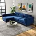 thumbnail image 3 of Owen Navy Blue Velvet Modern Living Room Corner Sectional Couch, 3 of 6