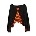 thumbnail image 7 of yardsong Long Sleeve Pullover Women Reindeer - Boat Neck Imitation Knit Christmas Holiday Ugly Santa Claus Graphic Sweaters Top Red,S, 7 of 7