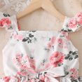 thumbnail image 4 of JUoaLXG Toddler Girls Casual Dresses Summer Fly Sleeve Floral Suspenders Dance Party Princess Dress Streetwear,White,3-4 Years, 4 of 5