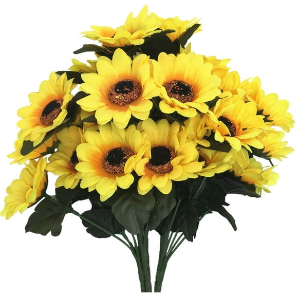 Visland 4PCS Artificial Sunflower , Artificial Flowers Sunflowers Plastic Plants Wedding Bouquet Party Indoor Outdoor DIY Home Garden Kitchen Table Centerpieces Arrangements Decoration