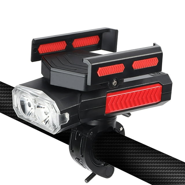 Fiudx Faro Delantero con Carga Usb, Iluminación Led con 3 Modos de Iluminación, Soporte para Teléfono Giratorio de 360 Grados, Bocina de 130 Db para Mayor Seguridad, Diseño Impermeable, Apto para Cic