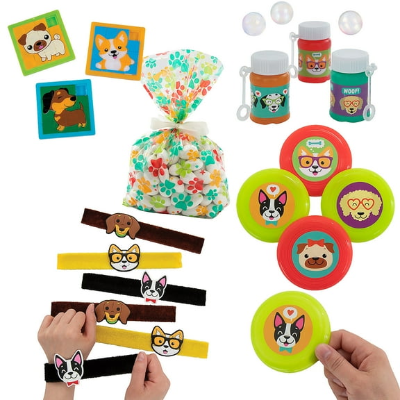 Fun Express 72 Pieces Dog Party Favor Kit for 12