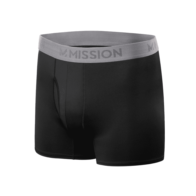 MISSION Men's Boxer Brief 5 inch 2pk - Black/Black - LG 