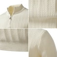 thumbnail image 4 of UVEASISHA Big and Tall Golf Shirts for Men Quarter Zip Pullover Sweaters Fall Long Sleeve Stand Collar Textured Sweater Solid Color Knit Jumper Beige 3XL, 4 of 8