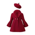 thumbnail image 2 of GiLiling Toddler Baby Girls Winter Coat Set Spliced Collar Outwear with Beret for Cold Weather Daily Wear (Red, 5-6 Years), 2 of 7