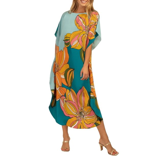 Bsubseach Colorful Kaftan Dresses for Women Long Bathing Suit Cover ups