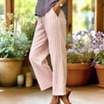thumbnail image 2 of WULMLEO Womens Linen Pants Elastic Waist Straight Leg Petite Beach Pant Summer Lightweight Casual Lounge Trousers Pink XL, 2 of 4