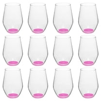 Concerto Stemless Wine Glasses 11 oz. Set of 12, Bulk Pack - Restaurant Glassware, Perfect for Red Wine, White Wine or Cocktails - Pink