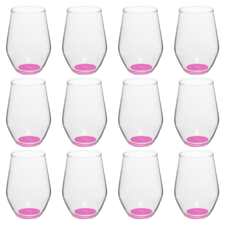 Concerto Stemless Wine Glasses 11 oz. Set of 12, Bulk Pack - Restaurant  Glassware, Perfect for Red Wine, White Wine or Cocktails - Pink
