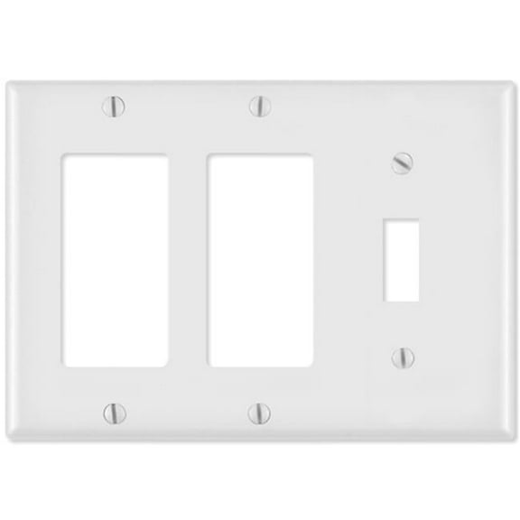 LV80431x-LV80431W Combination Wallplate- 2 Decora and 1 Toggle- White