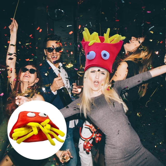 XWSHYW Almohadas y Fundas Navidad Nochevieja Evento de Reunión Papas Fritas Sombrero de Papa Sombrero de Pizza Sombrero de Actuación Divertido de Pizza