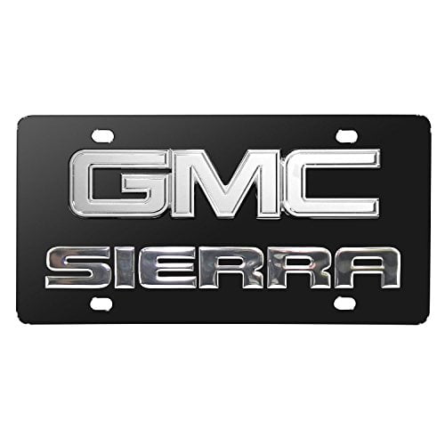 GMC Sierra 3D Dual Logo Black Stainless Steel License Plate Walmart