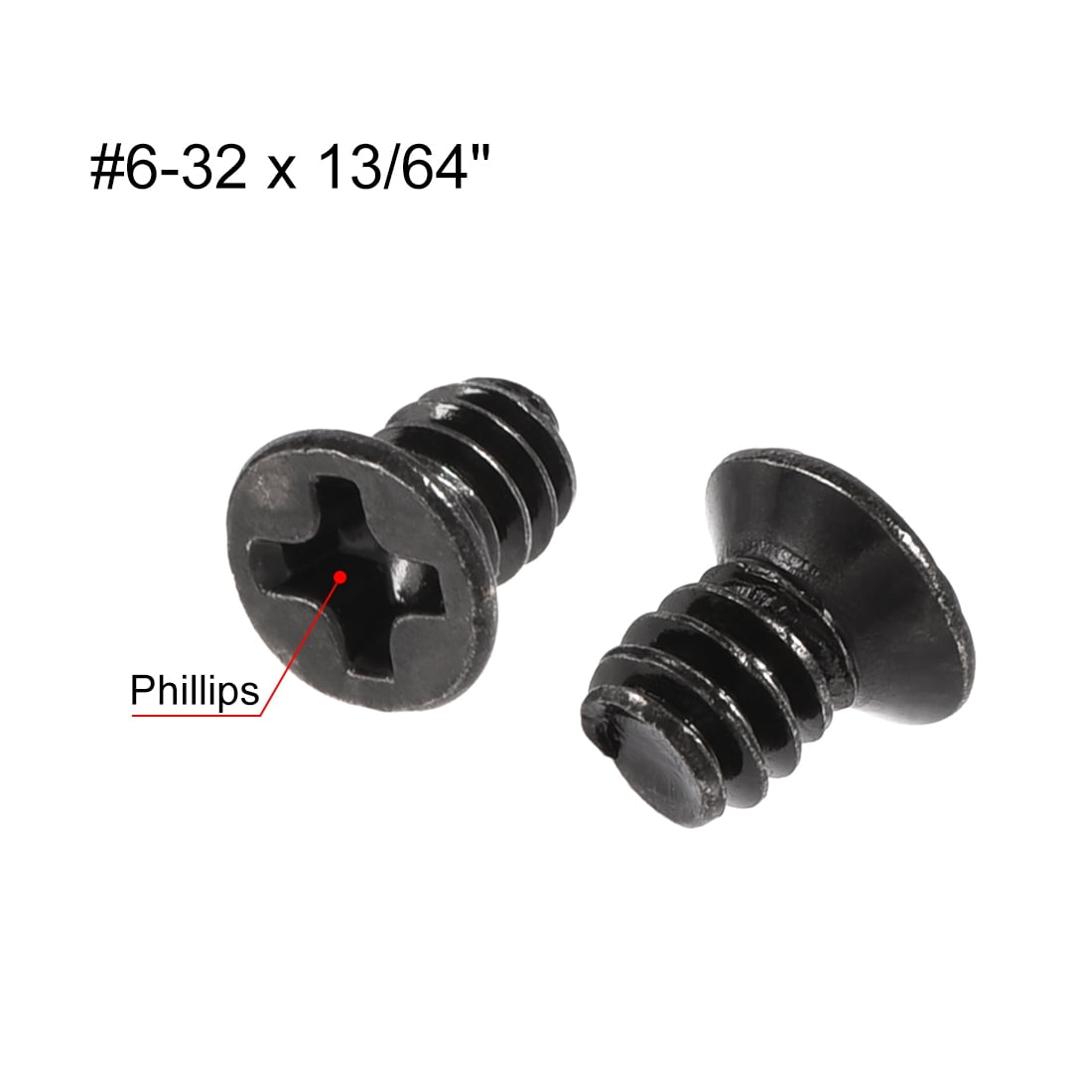 #6-32 x 13/64" Phillips Flat Head Screws Fastener Silver Tone 60pcs 