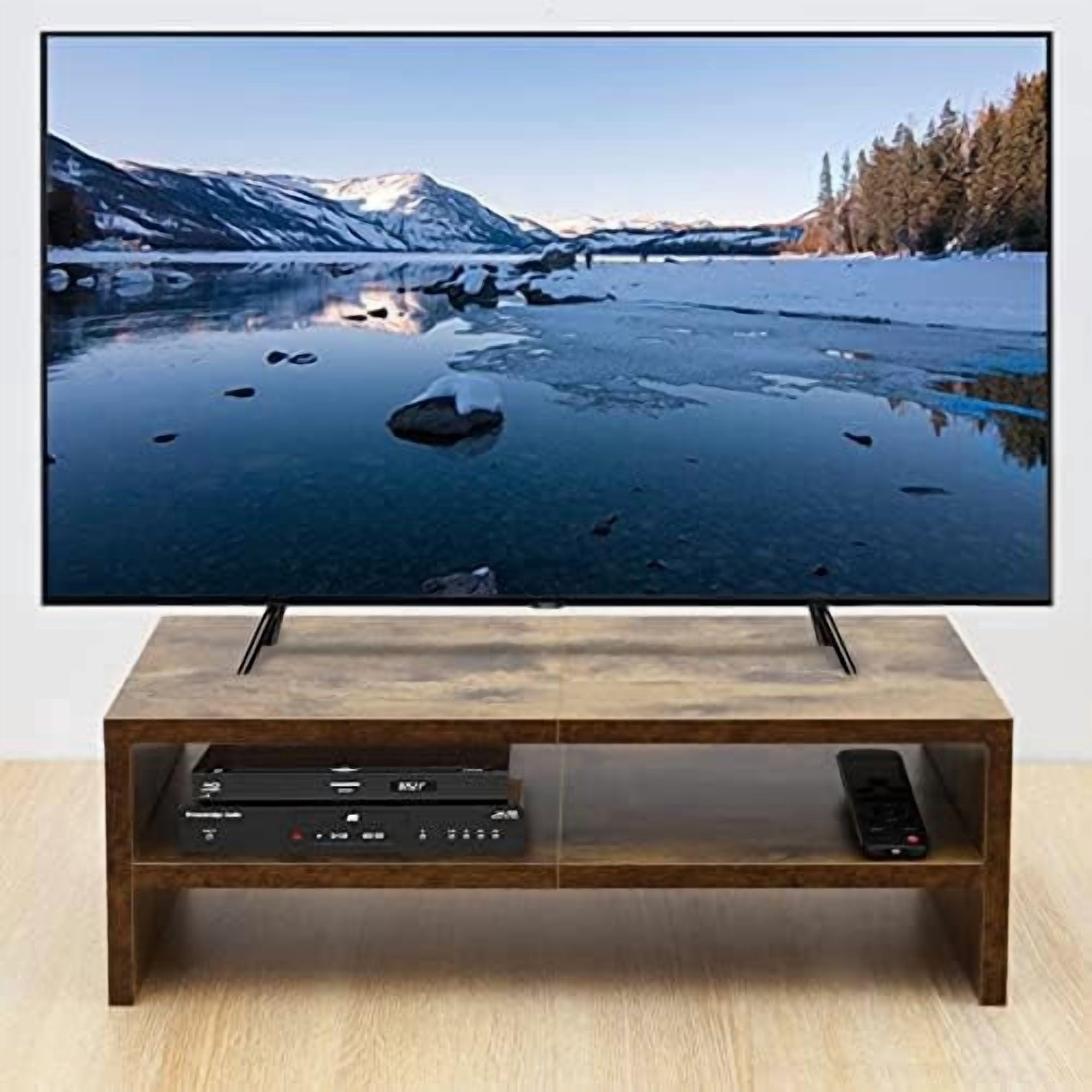 2 Tier Wooden Monitor Riser Stand, Desktop Stand with storage for Laptop/PC/Printer/Keyboard, TV Stand Shelf Home Office Desk Accessories