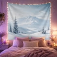 thumbnail image 2 of Snowy Mountain Valley with Frosted Pines, Serene Minimalist Style for Nature Lovers, Winter Landscape Art, Christmas Gift, Tapestry Wall Hanging for Bedroom and Living Room, 2 of 7