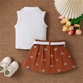 thumbnail image 4 of WOYY Girls Outfits Sleeveless Polo Tank Top Pleated Skirt with Belt, Sizes 12M-5T, 4 of 8