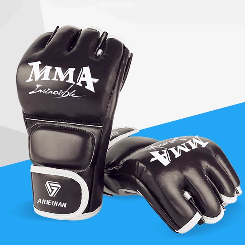 BLEEUS Half Finger Boxing Gloves Wearable Pu Breathable Sports Equipment Fitness Supplies (Black L)