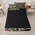 thumbnail image 4 of Manfei Woodland Wolves Zipper Twin Comforter Sets with Fitted Sheet and 2 Pillowcases,Cartoon Bear Zipper Bedding Set,Red Green,Black Reversible,4pcs, 4 of 8