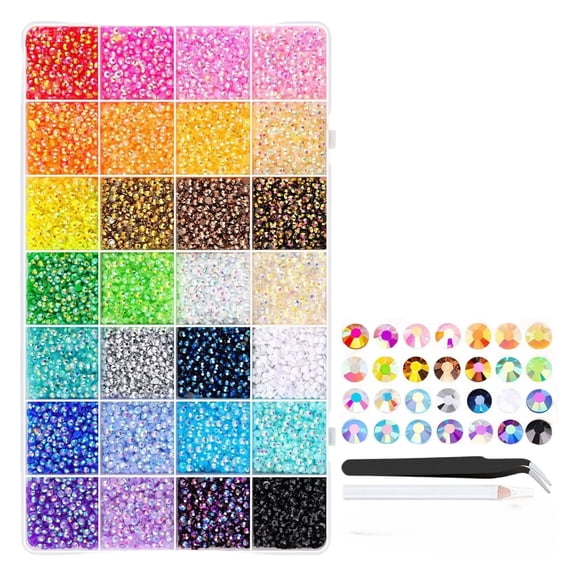 30000Pcs 3Mm Flatback Rhinestones With Precision Tweezers, 10Ml High-Adhesion Jewelry Glue For Bedazzling, Nail Art Makeup Diy Crafts Decorating Projects All-In-One Set For